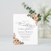 Budget Terracotta Boho Floral Wedding Einladung (Stehend Vorderseite)