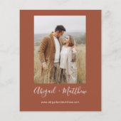 Budget Terracotta Boho Foto Hochzeit Einladung Flyer (Hinten)