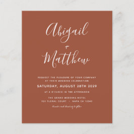 Budget Terracotta Boho Foto Hochzeit Einladung Flyer