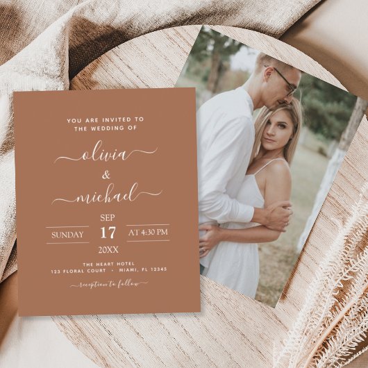 Budget Terracotta Boho Hochzeit Moderne Einladung