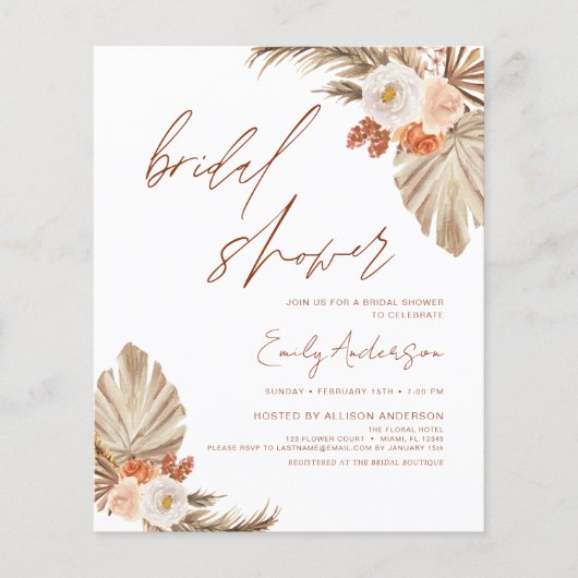 Budget Terracotta Boho Pampas Grass Brautparty (Vorderseite)