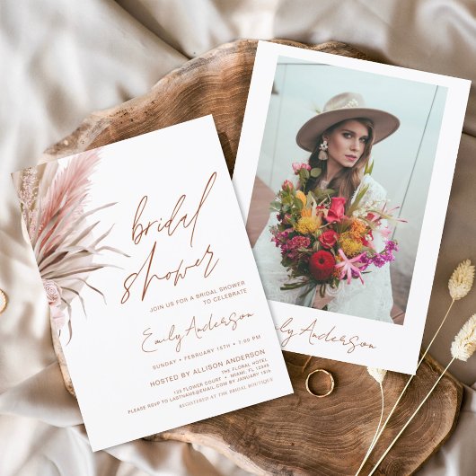 Budget Terracotta Boho Pampas Grass Brautparty Flyer