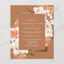 Budget Terracotta Boho Pampas Wedding Einladung