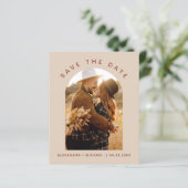 Budget Terracotta Boho Save the Date Foto (Stehend Vorderseite)
