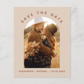 Budget Terracotta Boho Save the Date Foto Flyer (Vorne)