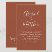 Budget Terracotta Boho Simple Wedding Einladung (Vorne/Hinten)