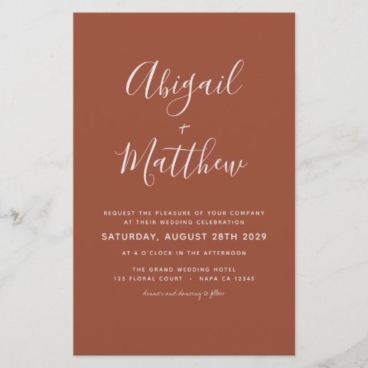 Budget Terracotta Boho Simple Wedding Einladung Flyer (Vorne)