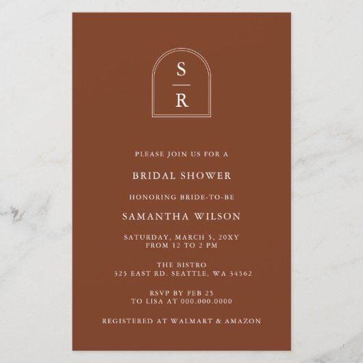 Budget Terracotta Bridal Dusche Einladung (Vorderseite)