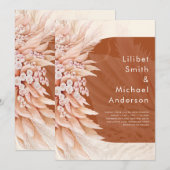 BUDGET Terracotta Coral Pampas Grass Wedding Einladung (Vorne/Hinten)