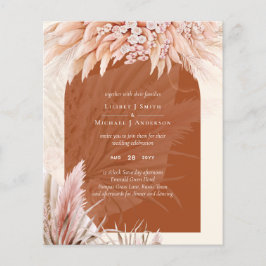 BUDGET Terracotta Coral Pampas Grass Wedding Flyer