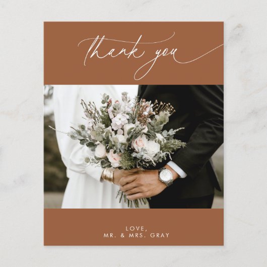 BUDGET Terracotta FallWedding Foto Danke Karte (Vorne)