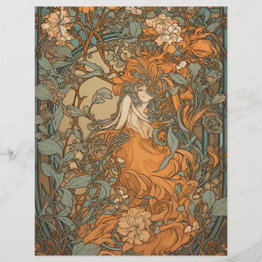 Budget Terracotta Floral Art Nouveau Wedding Flyer (Hinten)