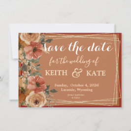 BUDGET Terracotta Floral Elegant Save Date     Einladung