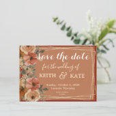 BUDGET Terracotta Floral Elegant Save Date     Einladung (Stehend Vorderseite)