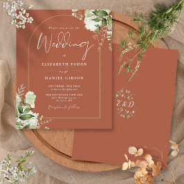 Budget Terracotta Floral Gold Arch Hochzeit Einlad