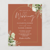 Budget Terracotta Floral Gold Arch Hochzeit Einlad (Vorderseite)