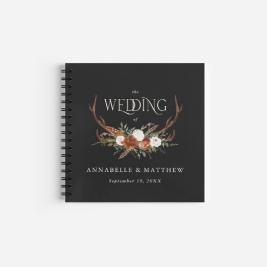 Budget Terracotta floral Hochzeitsgast Buch rustik