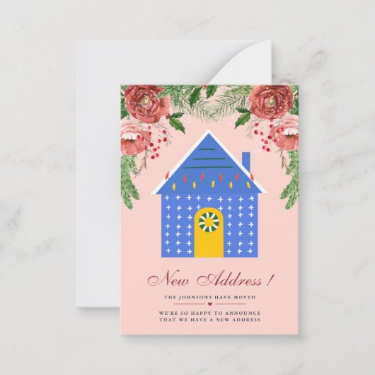 Budget Terracotta Floral New Address Ankündigung (Vorderseite)