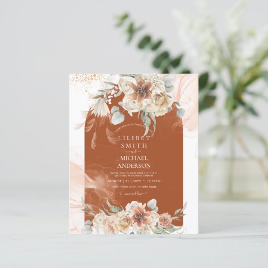 BUDGET Terracotta Floral Pampas Gras PROBE (Stehend Vorderseite)