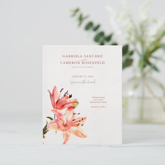 Budget Terracotta Floral QR Code Hochzeit einladen (Stehend Vorderseite)