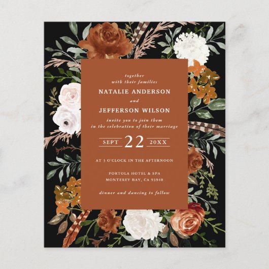 Budget terracotta floral rustikal eleganten Flyer (Vorne)