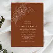 Budget Terracotta Floral Sketch Hochzeit Einladung