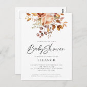 Budget Terracotta Florals Baby Dusche Einladung Postkarte (Vorne/Hinten)
