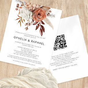 Budget Terracotta Florals QR Code Bohemisch Weddin