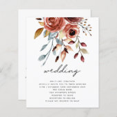 BUDGET Terracotta Florals QR Code Wedite Einladung (Vorne/Hinten)