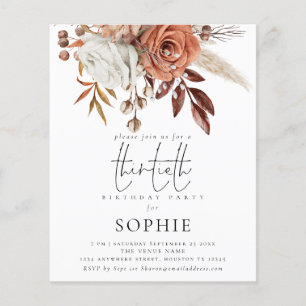 Budget Terracotta Florals Script 30. Party Einladu