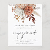 Budget Terracotta Florals Verlobung Ankündigung (Vorderseite)