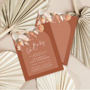 Budget Terracotta Foliage Baby Dusche Einladung Flyer