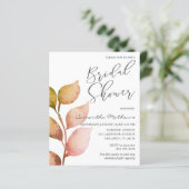 Budget Terracotta Foliage Bridal Dusche Einladung (Stehend Vorderseite)