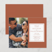 Budget Terracotta Foto Hochzeit Einladung (Vorne/Hinten)