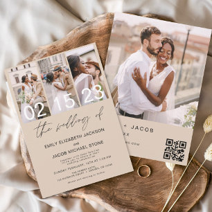 Budget Terracotta Foto QR Code Einladung Hochzeit