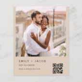 Budget Terracotta Foto QR Code Einladung Hochzeit Flyer (Hinten)