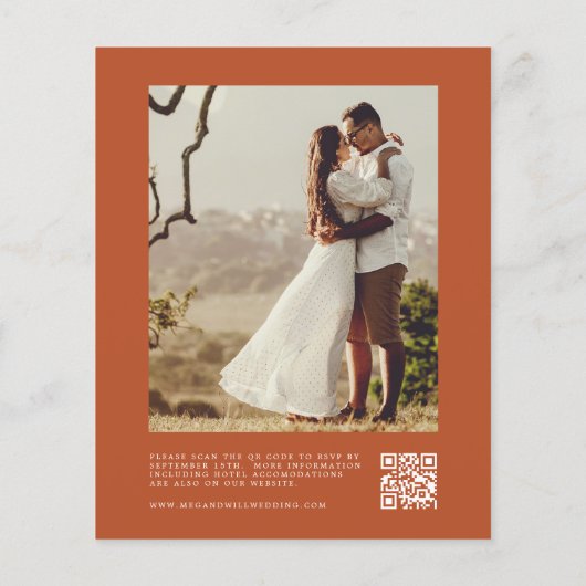 Budget Terracotta Foto Qr Code Hochzeit (Rückseite)