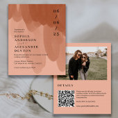Budget terracotta Foto QR Website Hochzeit einlade