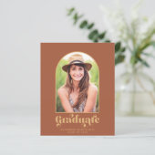 Budget Terracotta Gold Arch Foto Graduation Party (Stehend Vorderseite)