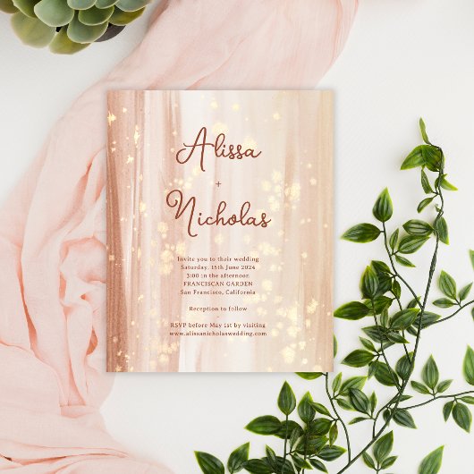 Budget Terracotta Gold Color Wedding Einladung