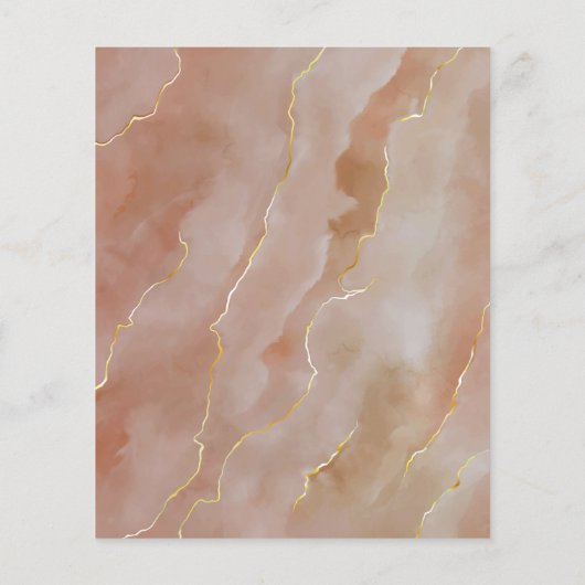 Budget Terracotta Gold Marble Wedding Menü (Hinten)