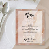 Budget Terracotta Gold Marble Wedding Menü