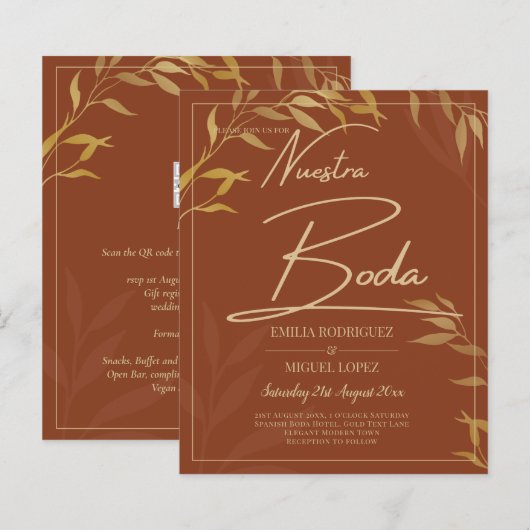 Budget Terracotta GOLD Nuestra Boda Spanish Weddin (Vorne/Hinten)