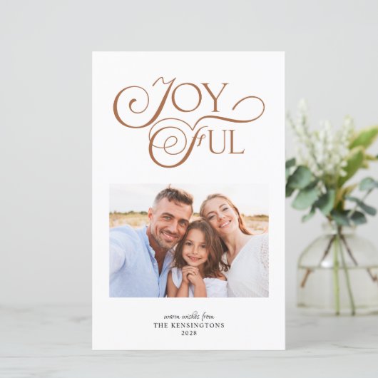 Budget Terracotta Joyful Christmas Pattern Foto (Stehend Vorderseite)