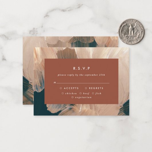 Budget Terracotta malerische Hochzeit R.S.V.P Antw Mitteilungskarte (Vorderseite/Rückseite Beispiel)