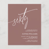 Budget Terracotta Minimal 60. Geburtstag Einladung (Vorderseite)