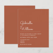 Budget Terracotta Minimalistisch Hochzeitseinladun (Vorne/Hinten)