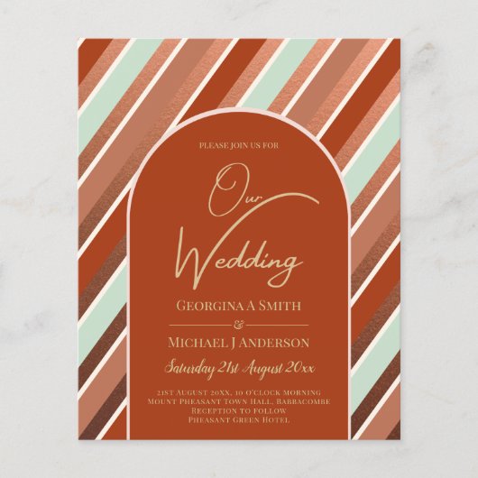 BUDGET Terracotta Mint Green Wedding INVITE Flyer (Vorne)