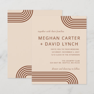 Budget Terracotta Moderne Hochzeit Einladung