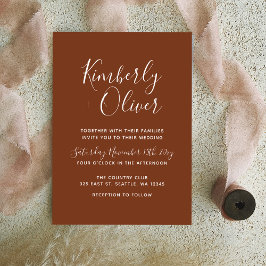 Budget Terracotta Moderne Hochzeit Einladung